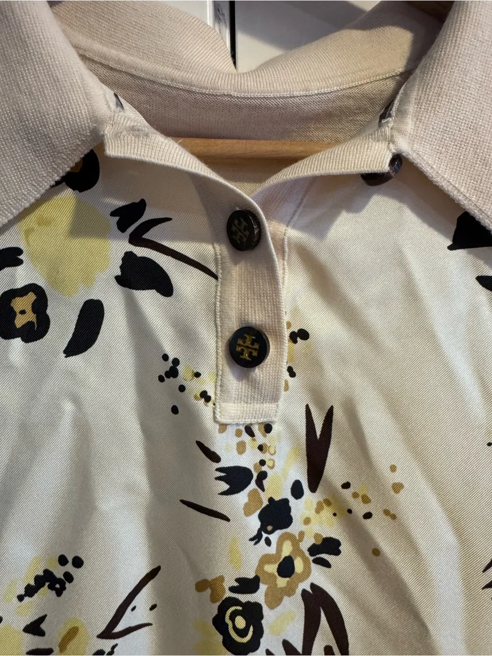 Tory Burch Silk Front Polo shirt xl
